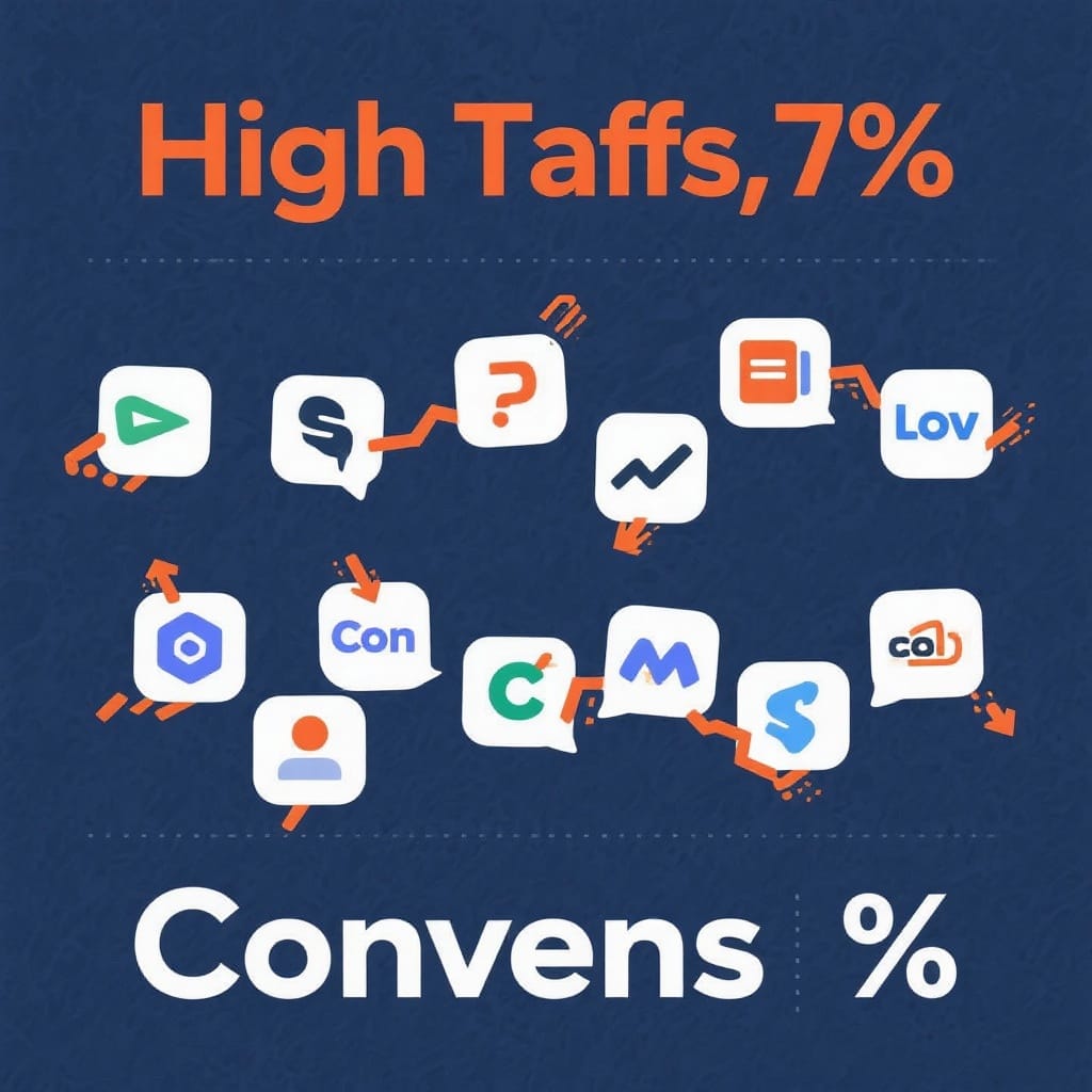 A funnel map showing drop-offs caused by unclear messaging, weak proof, and a high-friction next step.